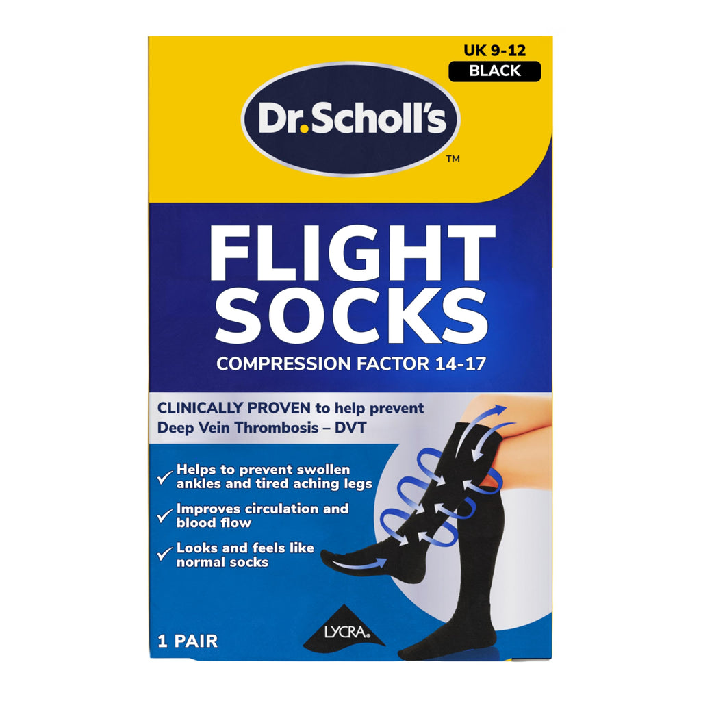 Dr. Scholl's Flight Socks - Compression Travel Socks - DVT & Swollen Ankle Prevention - Sheer - Size 9-12 - 1 Pair - Damaged Box