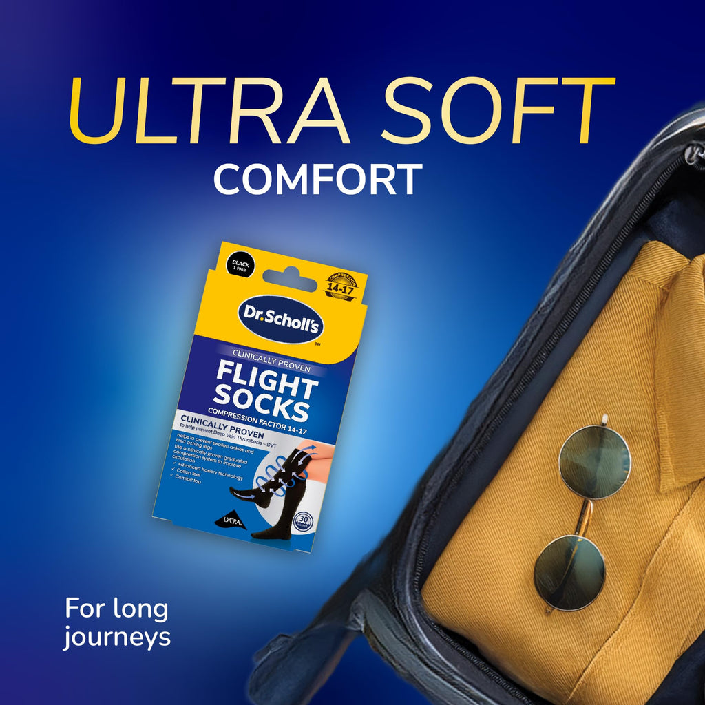 Dr. Scholl's Flight Socks - Compression Travel Socks - DVT & Swollen Ankle Prevention - Sheer - Size 9-12 - 1 Pair - Damaged Box