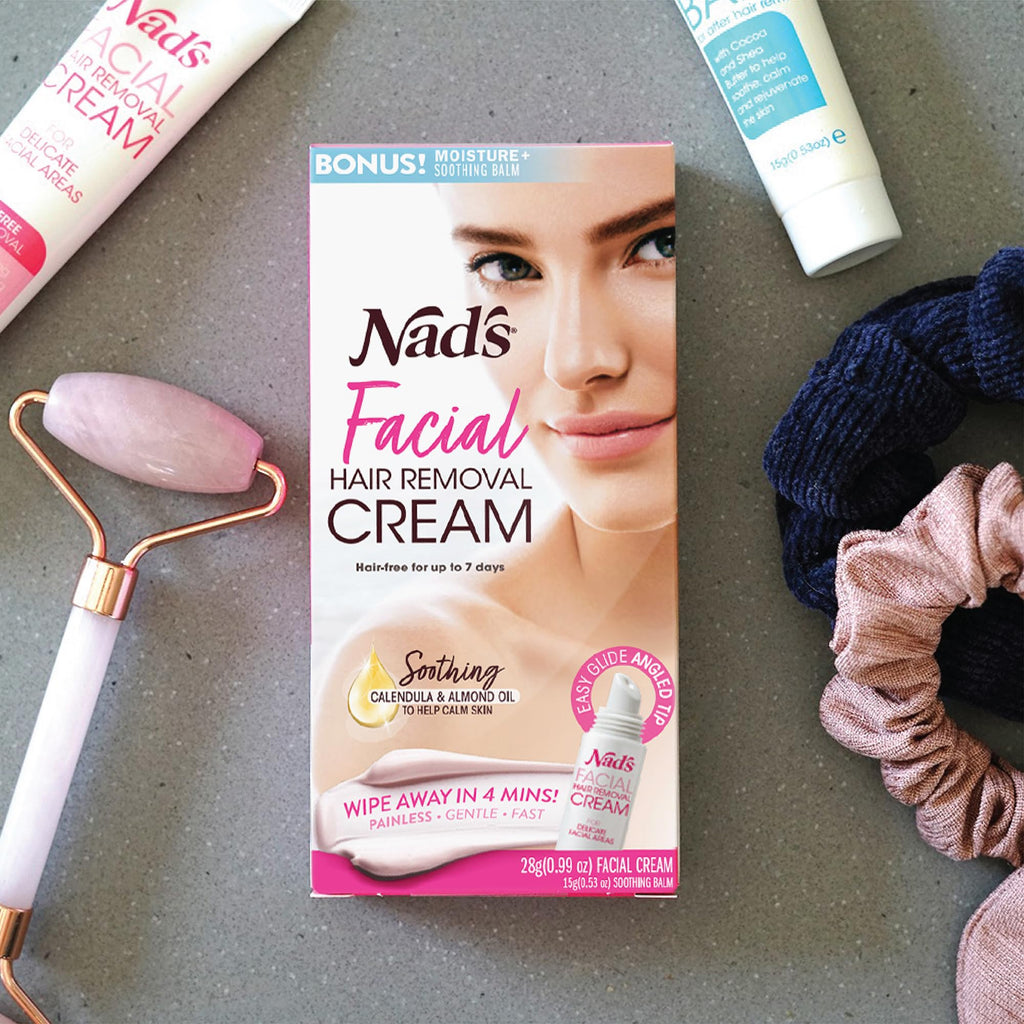 Nad's Facial Hair Removal Cream & Soothing Balm - All Skin Types - Face Hair Remover - 28g - New