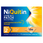 NiQuitin Clear Nicotine Patches Step 2 14mg - 7 Patches - 1 Week Supply - Stop Smoking Aid - Damaged Box - BBE 01/2029