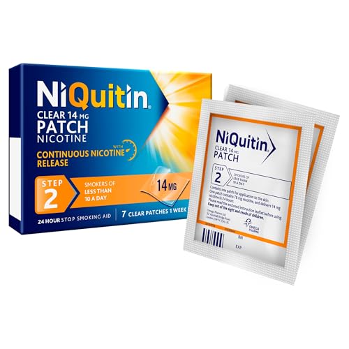 NiQuitin Clear Nicotine Patches Step 2 14mg - 7 Patches - 1 Week Supply - Stop Smoking Aid - Damaged Box - BBE 01/2029