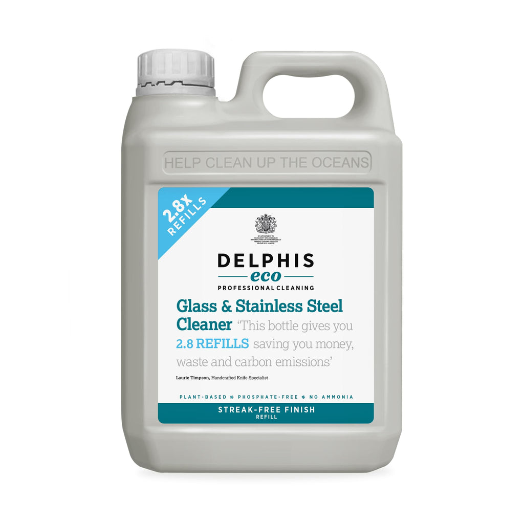 Delphis Eco Glass Window Stainless Steel Cleaner 2L Refill - Streak-Free Plant-Based Biodegradable Formula - Very Good