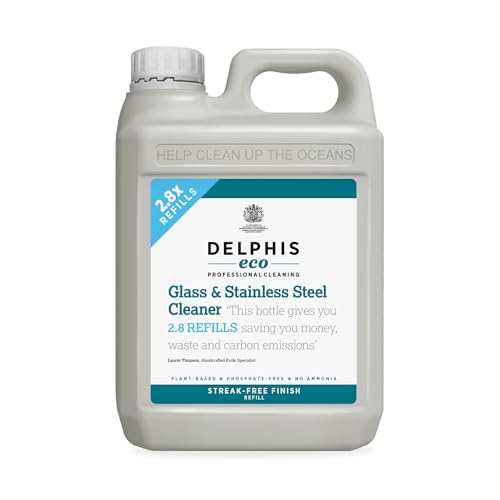 Delphis Eco Glass Window Stainless Steel Cleaner 2L Refill - Streak-Free Plant-Based Biodegradable Formula - Very Good