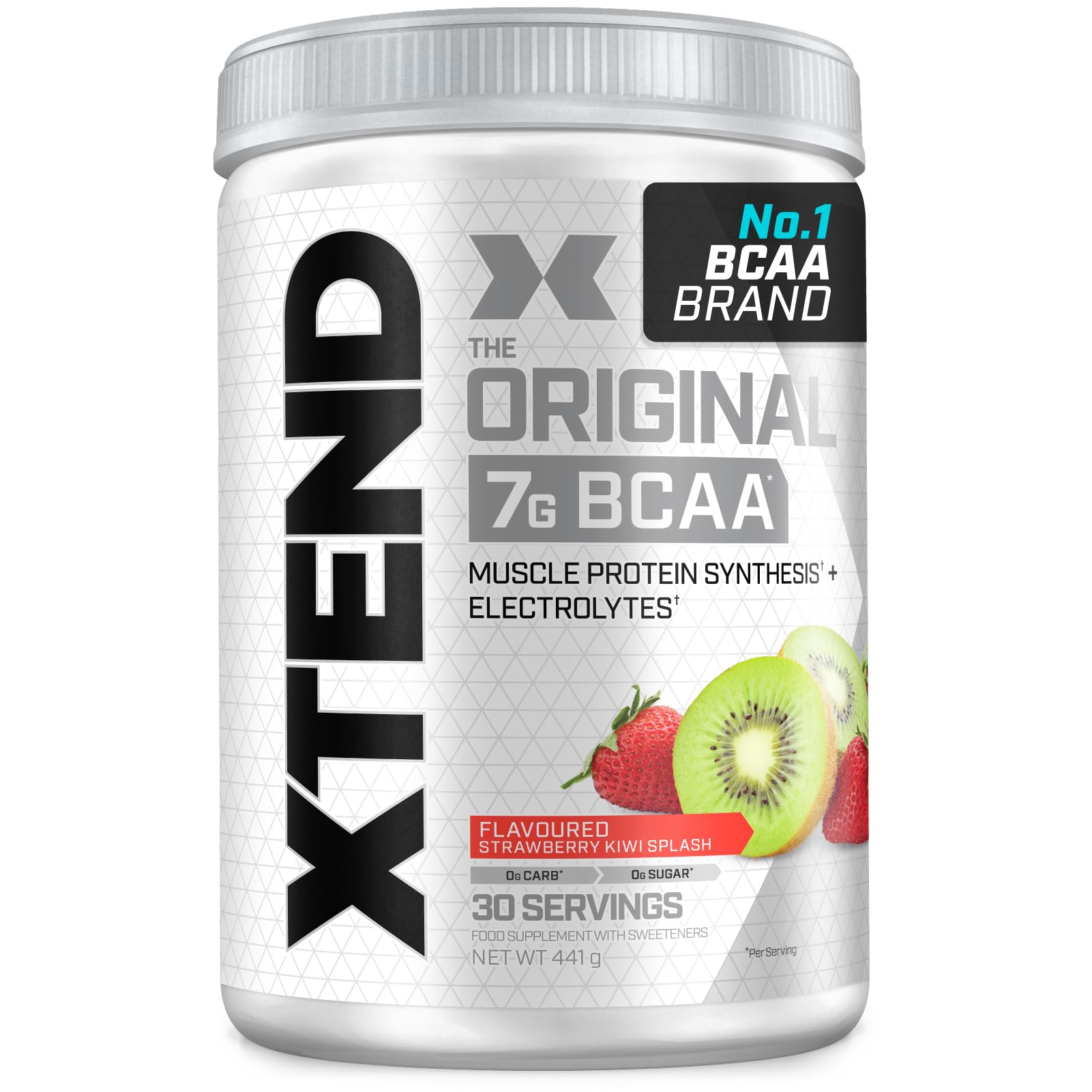 XTEND Original BCAA Powder Strawberry Kiwi Splash 30 Servings | 7g BCAAs Per Serving | Sugar Free Branched Chain Amino Acids and Electrolytes Powder for Post Workout Muscle Recovery and Hydration - New - BBE 07/2026