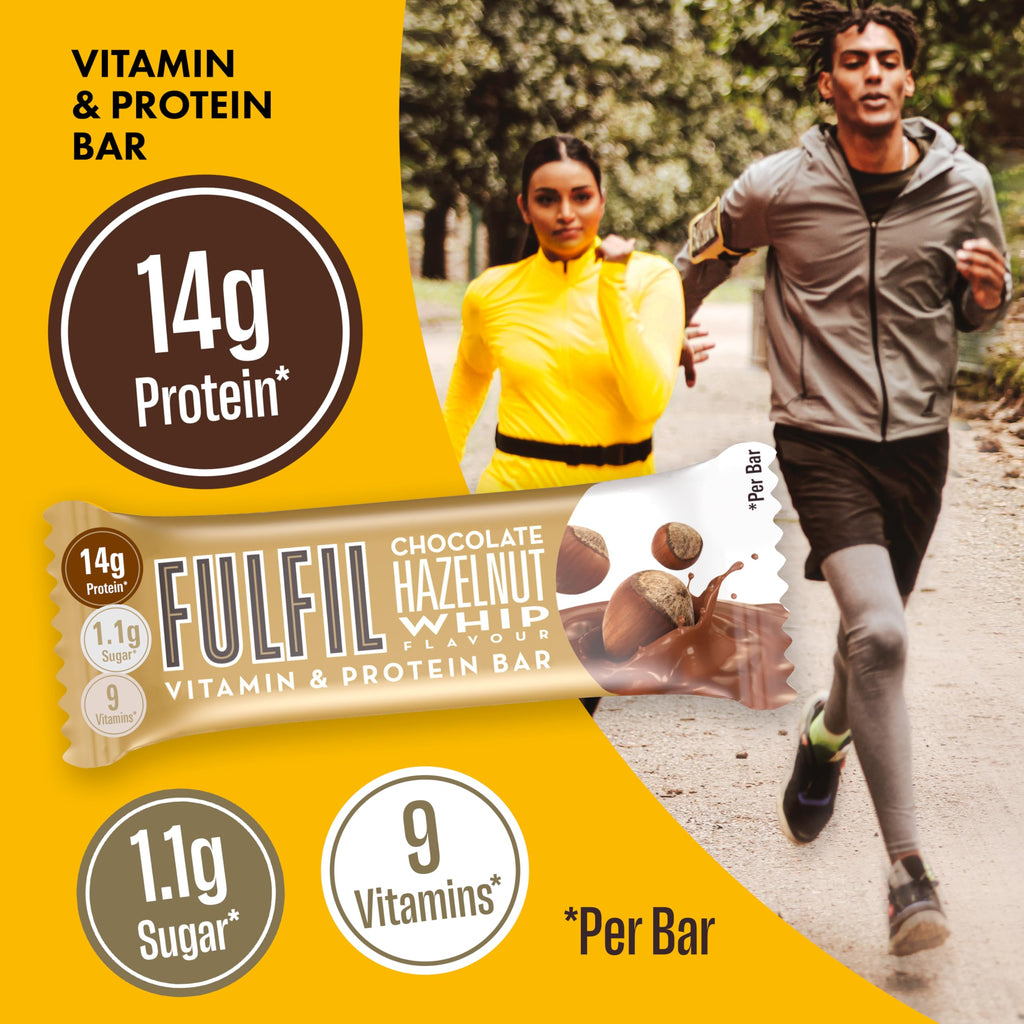 Fulfil Vitamin & Protein Bars - Chocolate Hazelnut Whip - 15 x 40g - 14g High Protein Low Sugar 9 Vitamins - New - BBE 12/2026