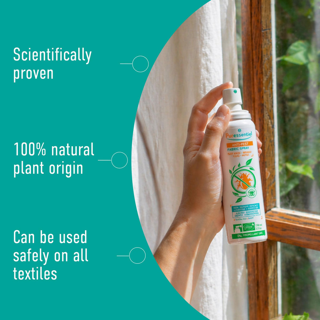 Puressentiel Fleas Bugs Moths Treatment Spray 150ml - Dust Mites Bed Bugs Clothes Moths - Natural Fabric Insecticide - Very Good - BBE 09/2031