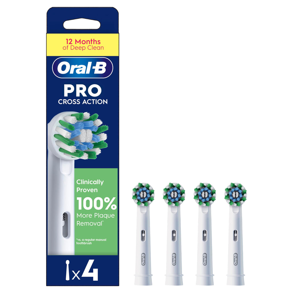Oral-B Pro Cross Action Electric Toothbrush Heads, 4 Count, White - New