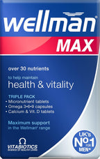 Wellman Max - 84 Multivitamin Tablets for Men - Energy, Immune, Testosterone, Bone, Brain, Heart, Vision Support - New - BBE 01/2028