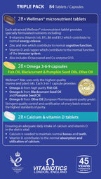 Wellman Max - 84 Multivitamin Tablets for Men - Energy, Immune, Testosterone, Bone, Brain, Heart, Vision Support - New - BBE 01/2028