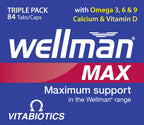 Wellman Max - 84 Multivitamin Tablets for Men - Energy, Immune, Testosterone, Bone, Brain, Heart, Vision Support - New - BBE 01/2028