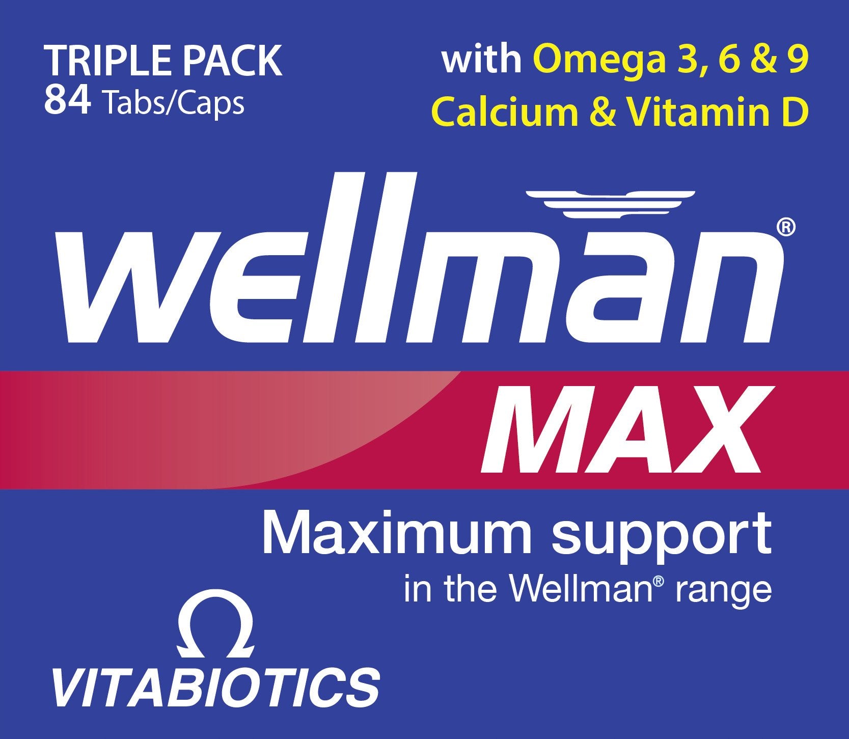 Wellman Max - 84 Multivitamin Tablets for Men - Energy, Immune, Testosterone, Bone, Brain, Heart, Vision Support - New - BBE 01/2028