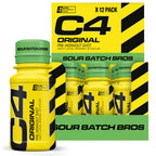 C4 Original Pre Workout Shot - Sour Batch Bros - 12x 60ml Sugar Free Energy Drink - 150mg Caffeine, Beta Alanine, L-Arginine - Damaged Box - BBE 11/2027