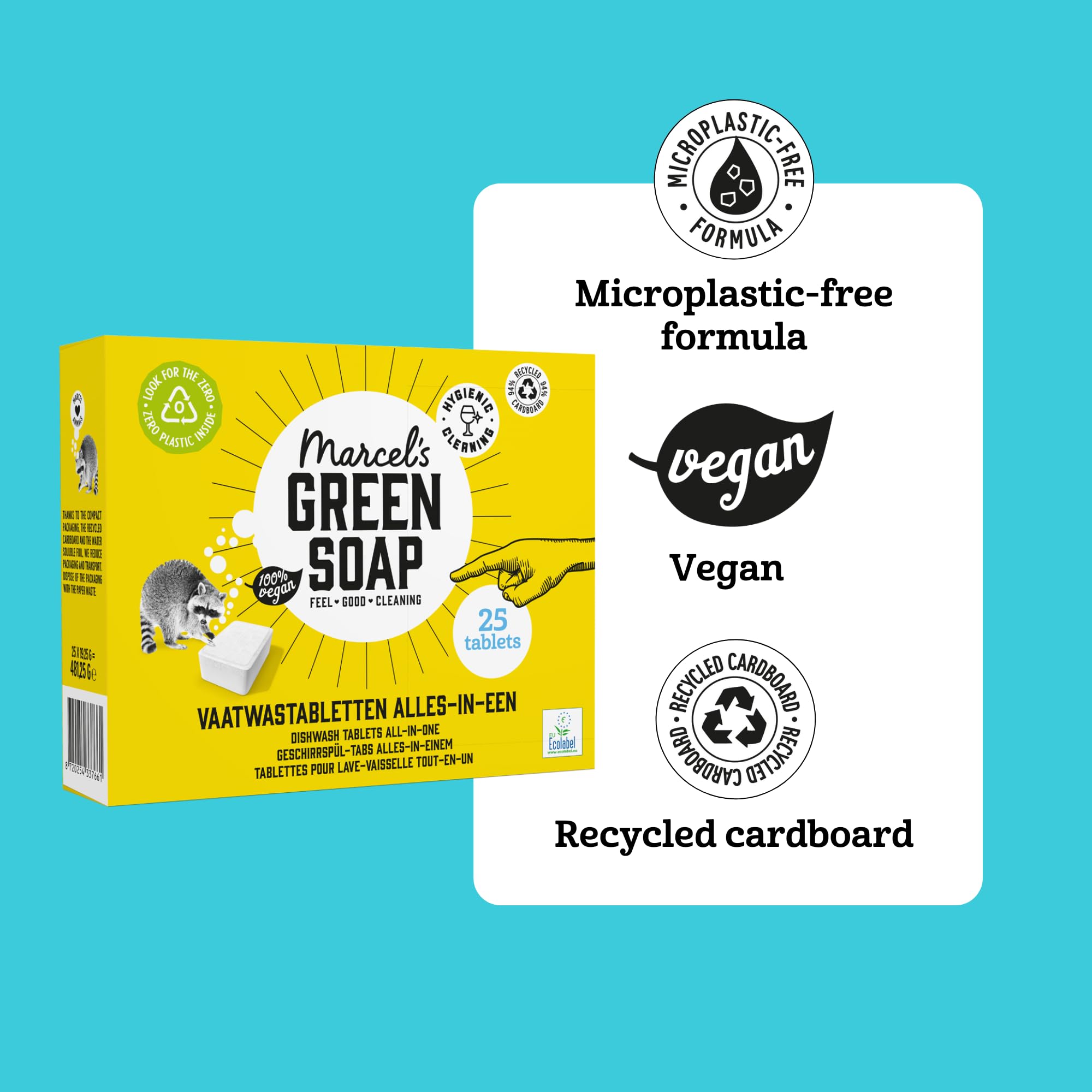 Marcel's Green Soap Dishwasher Tablets All-in-One - 25 Count - Microplastic-Free Vegan EU Ecolabel - Damaged Box