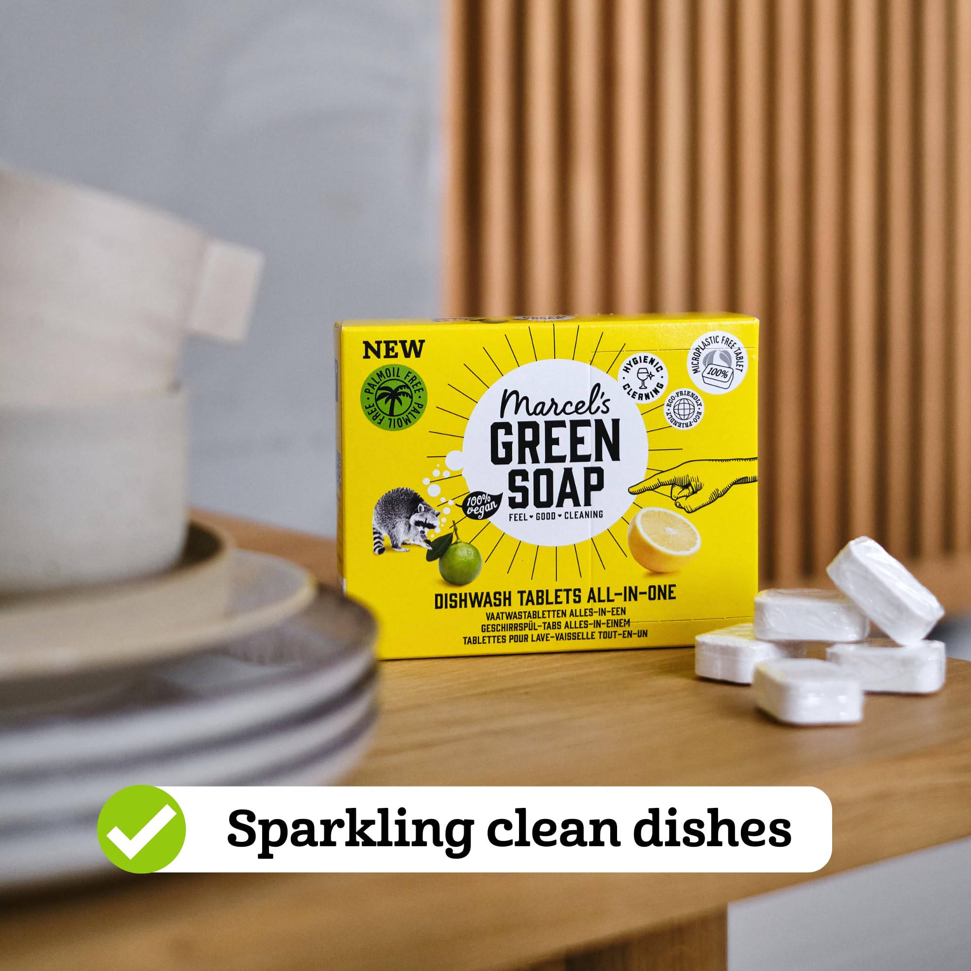 Marcel's Green Soap Dishwasher Tablets All-in-One - 25 Count - Microplastic-Free Vegan EU Ecolabel - Damaged Box