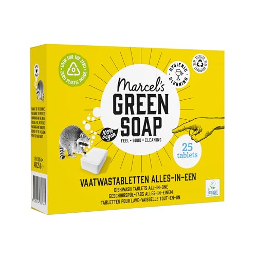 Marcel's Green Soap Dishwasher Tablets All-in-One - 25 Count - Microplastic-Free Vegan EU Ecolabel - Damaged Box