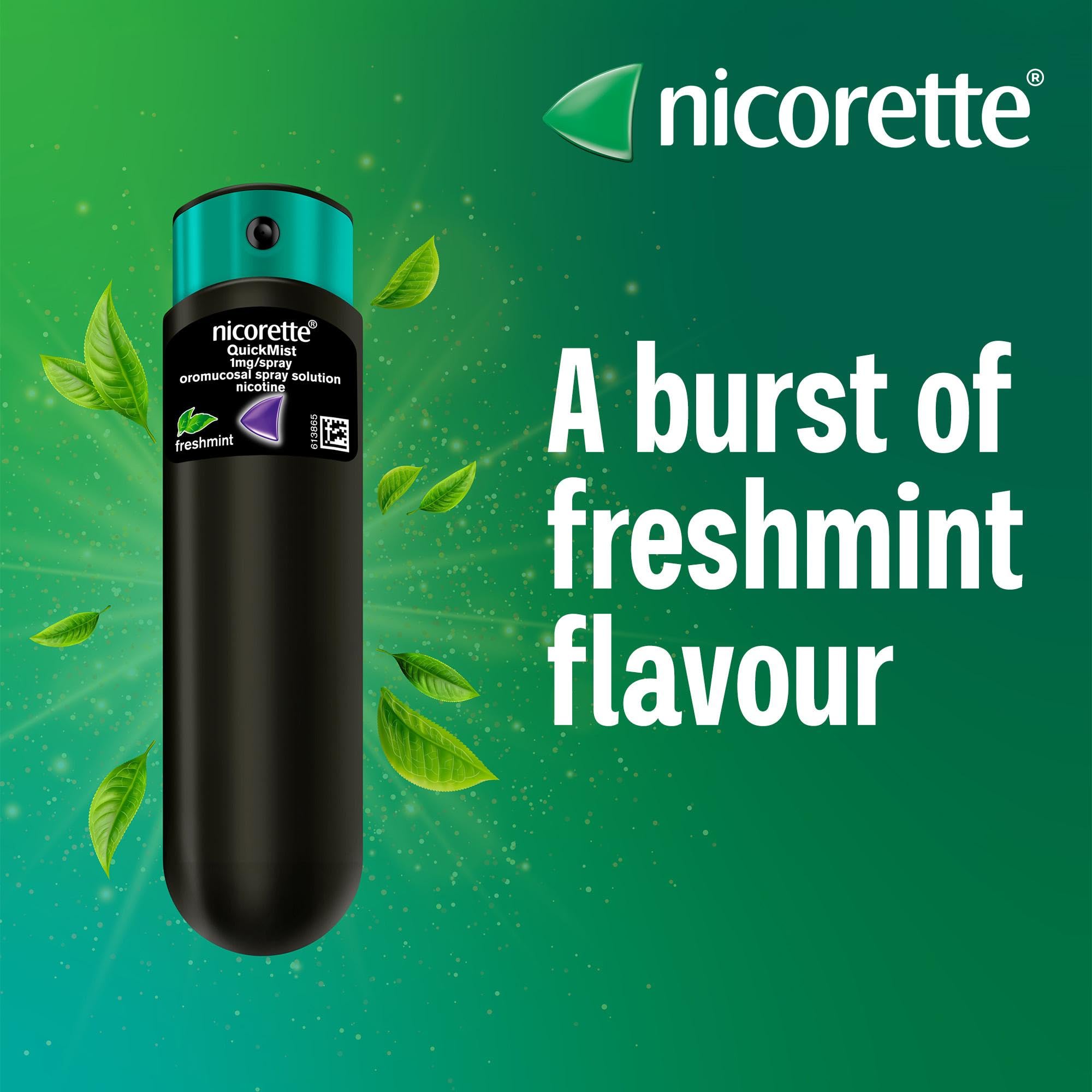 Nicorette Quickmist SmartTrack Mouthspray (2 x 150 sprays), Freshmint, Quit Vaping or Quit Smoking Aid designed to start reducing cravings in 30 Seconds, Smoking or Vaping Cessation Aid - Damaged Box - BBE 08/2029
