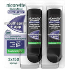 Nicorette Quickmist SmartTrack Mouthspray (2 x 150 sprays), Freshmint, Quit Vaping or Quit Smoking Aid designed to start reducing cravings in 30 Seconds, Smoking or Vaping Cessation Aid - Damaged Box - BBE 08/2029