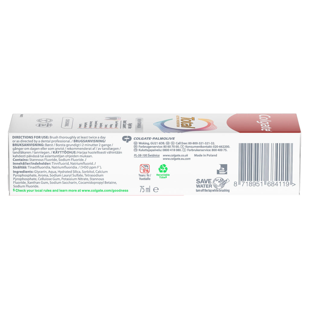 Colgate Total Active Prevention Original Toothpaste 100ml x4 - 24h Antibacterial Protection - Clinically Proven - Damaged Box - BBE 07/2027