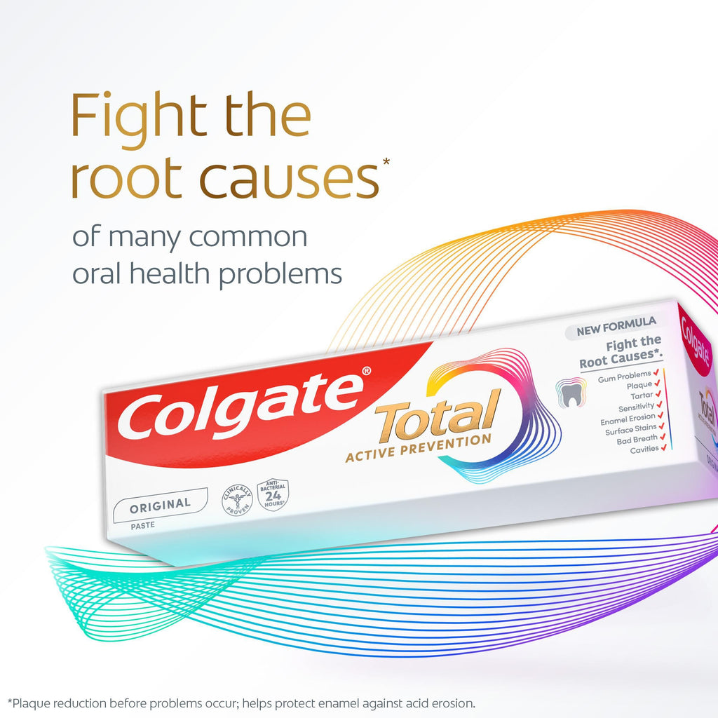 Colgate Total Active Prevention Original Toothpaste 100ml x4 - 24h Antibacterial Protection - Clinically Proven - Damaged Box - BBE 07/2027