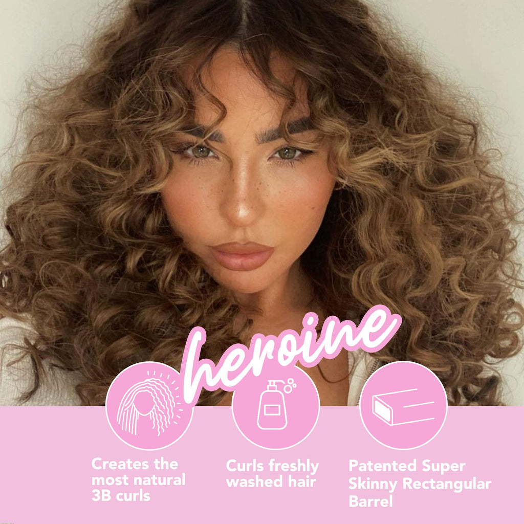 CHOPSTICK STYLER Heroine Curling Wand - 10mm Super Skinny Rectangular Ceramic Barrel - Tight Long Lasting Curls - Heat Glove - Very Good