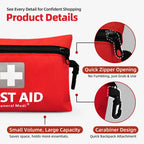 General Medi Mini First Aid Kit - 92 Pieces - Emergency Foil Blanket, Scissors - Travel, Home, Office, Camping - Red - Damaged Box