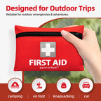 General Medi Mini First Aid Kit - 92 Pieces - Emergency Foil Blanket, Scissors - Travel, Home, Office, Camping - Red - Damaged Box
