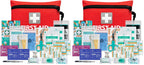 General Medi Mini First Aid Kit - 92 Pieces - Emergency Foil Blanket, Scissors - Travel, Home, Office, Camping - Red - Damaged Box