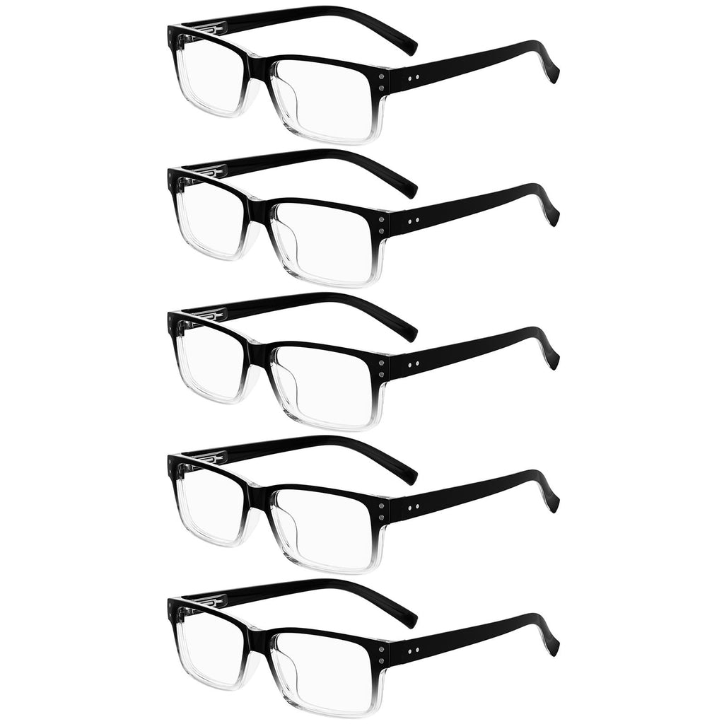 Eyekepper Vintage Reading Glasses - 5 Pack - Black Clear Frame - Men Women Readers - Damaged Box