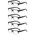 Eyekepper Vintage Reading Glasses - 5 Pack - Black Clear Frame - Men Women Readers - Damaged Box