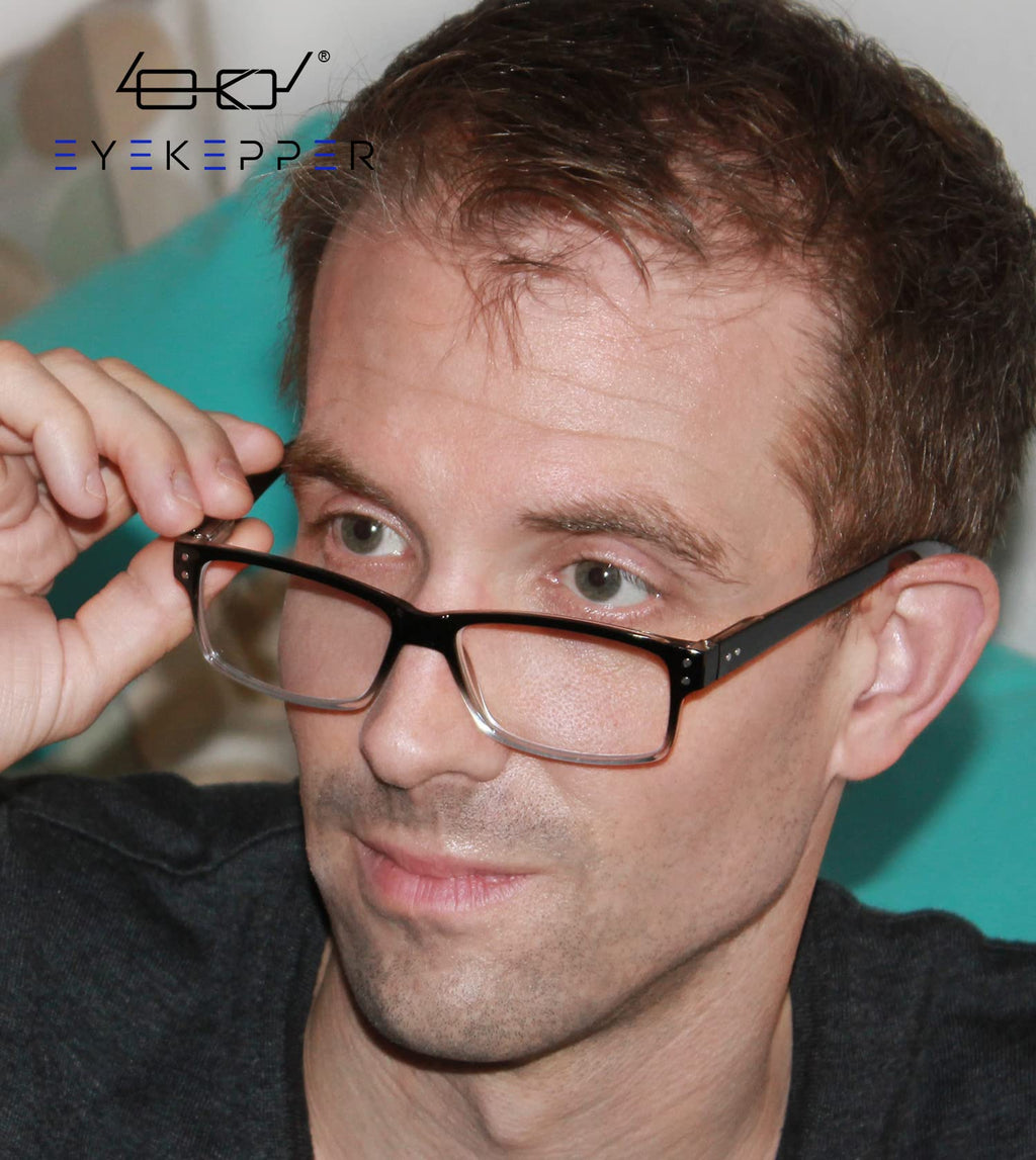 Eyekepper Vintage Reading Glasses - 5 Pack - Black Clear Frame - Men Women Readers - Damaged Box