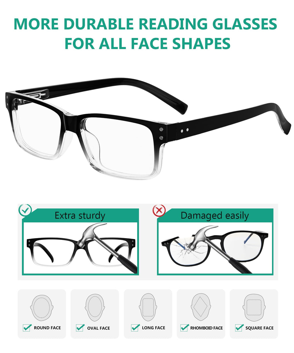Eyekepper Vintage Reading Glasses - 5 Pack - Black Clear Frame - Men Women Readers - Damaged Box