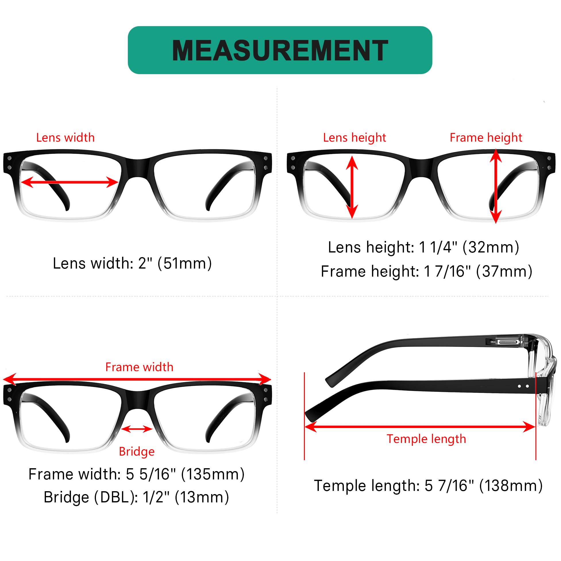 Eyekepper Vintage Reading Glasses - 5 Pack - Black Clear Frame - Men Women Readers - Damaged Box