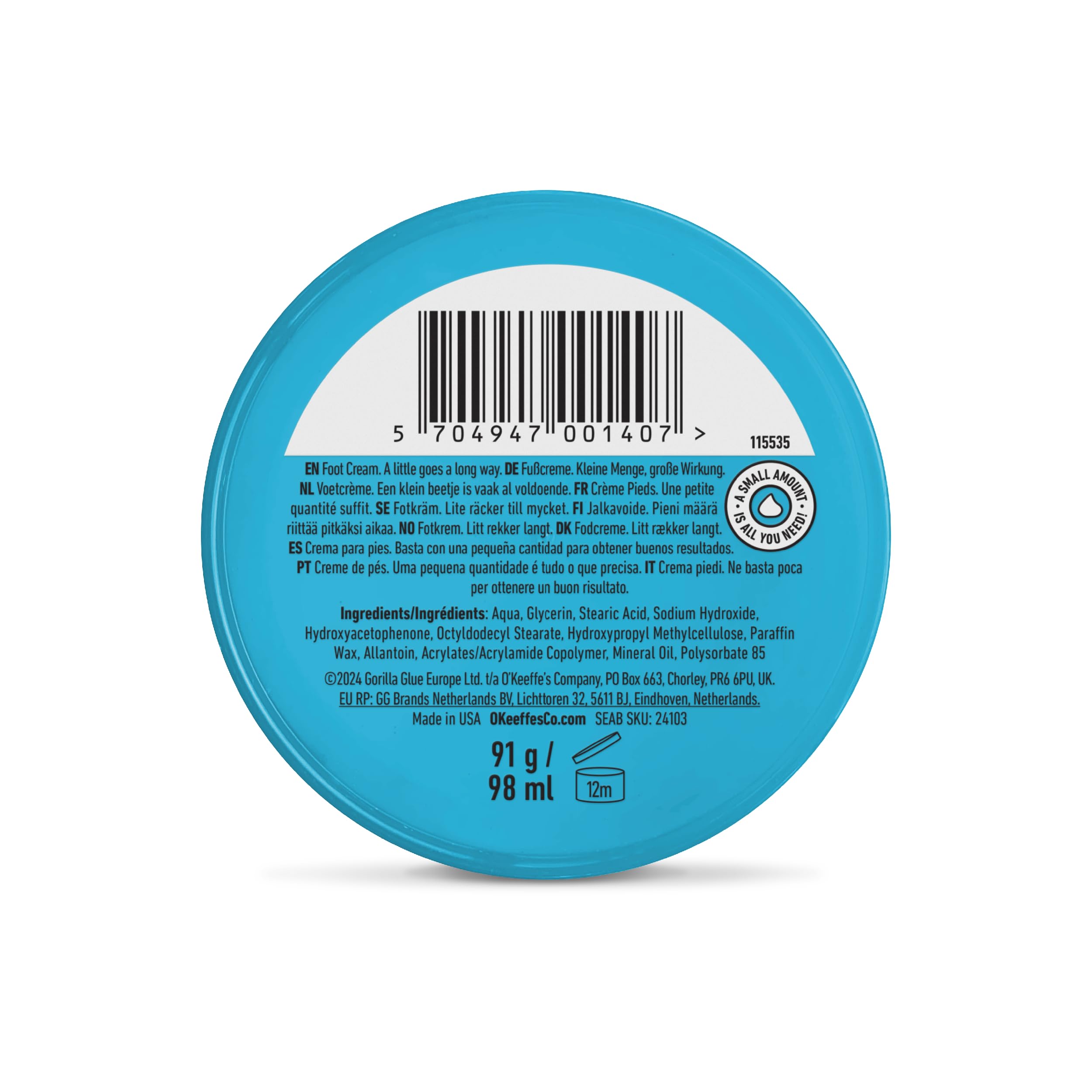 O'Keeffe's Healthy Feet Jar 91g - Foot Cream for Very Dry Skin & Cracked Heels - Boosts Moisture - Damaged Box