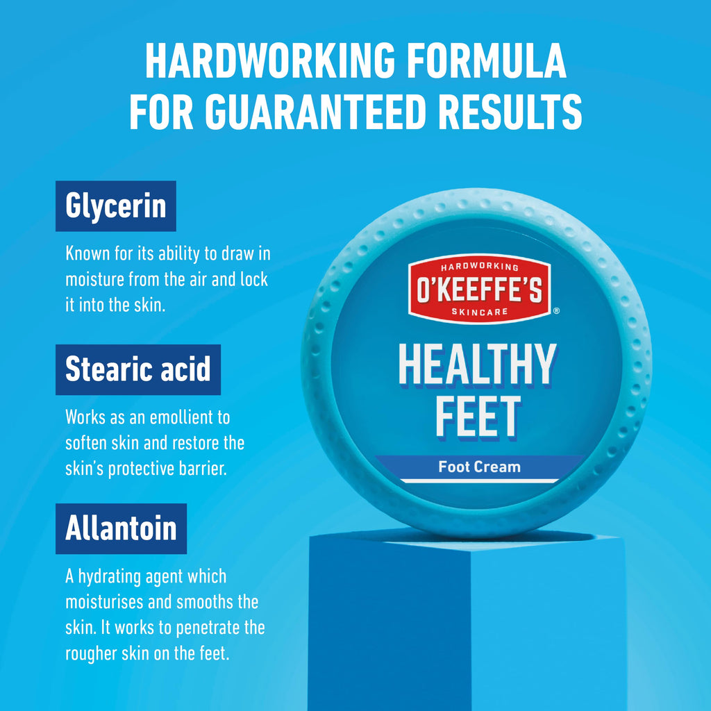 O'Keeffe's Healthy Feet Jar 91g - Foot Cream for Very Dry Skin & Cracked Heels - Boosts Moisture - Damaged Box