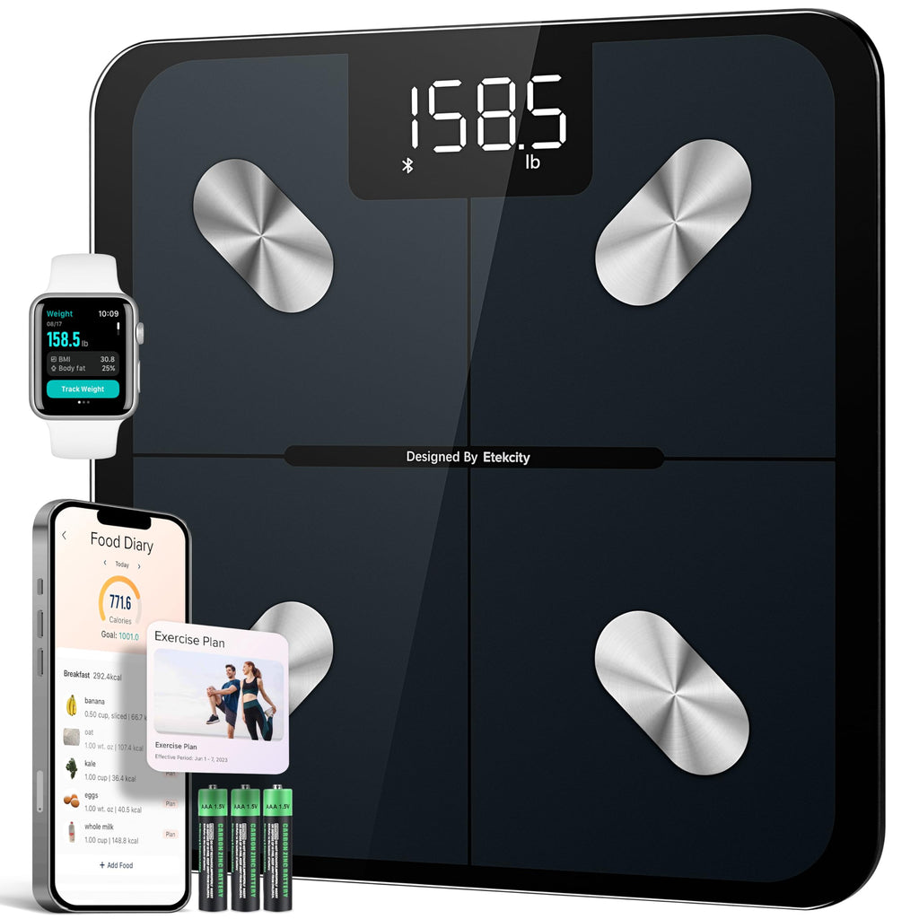 Etekcity Smart Scales for Body Weight - Digital Bathroom Weighing Scale - BMI, Fat, Muscle Mass - App & Bluetooth - 400lb/180kg - Damaged Box