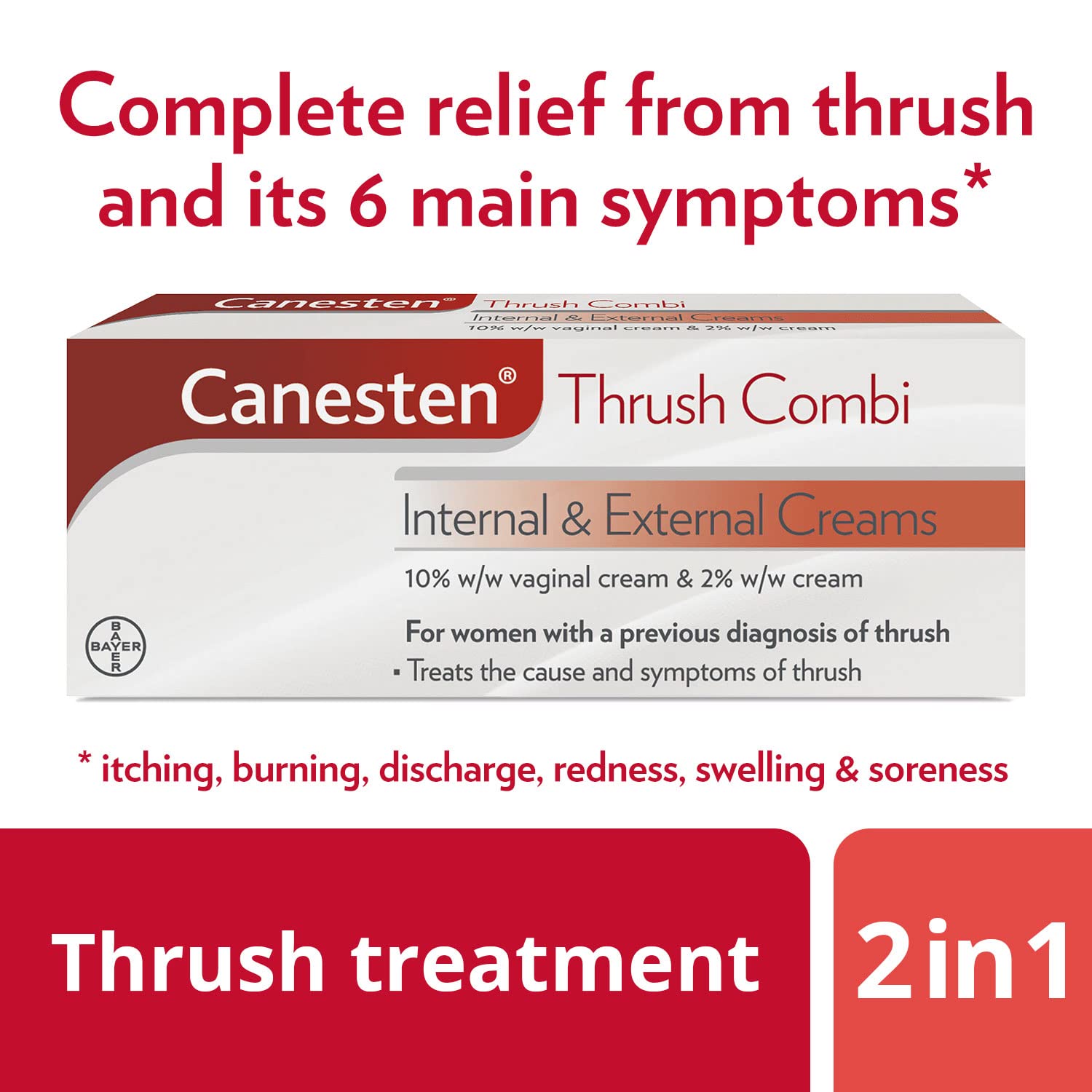 Canesten Thrush Internal & External Creams - Clotrimazole Treatment for Women - Damaged Box - BBE 08/2027