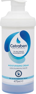 Cetraben Moisturising Cream - Dry Itchy Sensitive Eczema Prone Skin - Fragrance Free - 475ml Pump Dispenser Lotion - Damaged Box - BBE 09/2028
