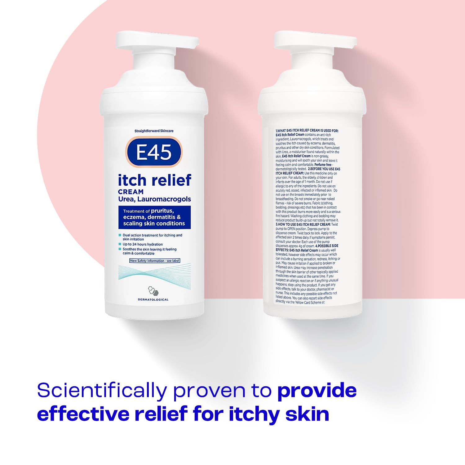 E45 Itch Relief Cream 500g - Eczema, Dry Skin, Dermatitis Treatment Lotion - Damaged Box - BBE 09/2026