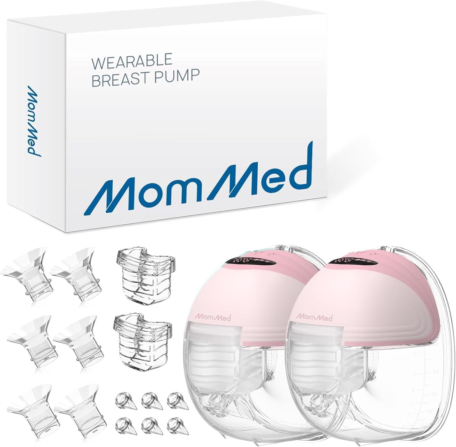 MOMMED Double Electric Breast Pump - Hands-Free Wearable - 3 Modes, 12 Levels - 24mm Flange & 17/19/21mm Inserts - Rechargeable - Damaged Box