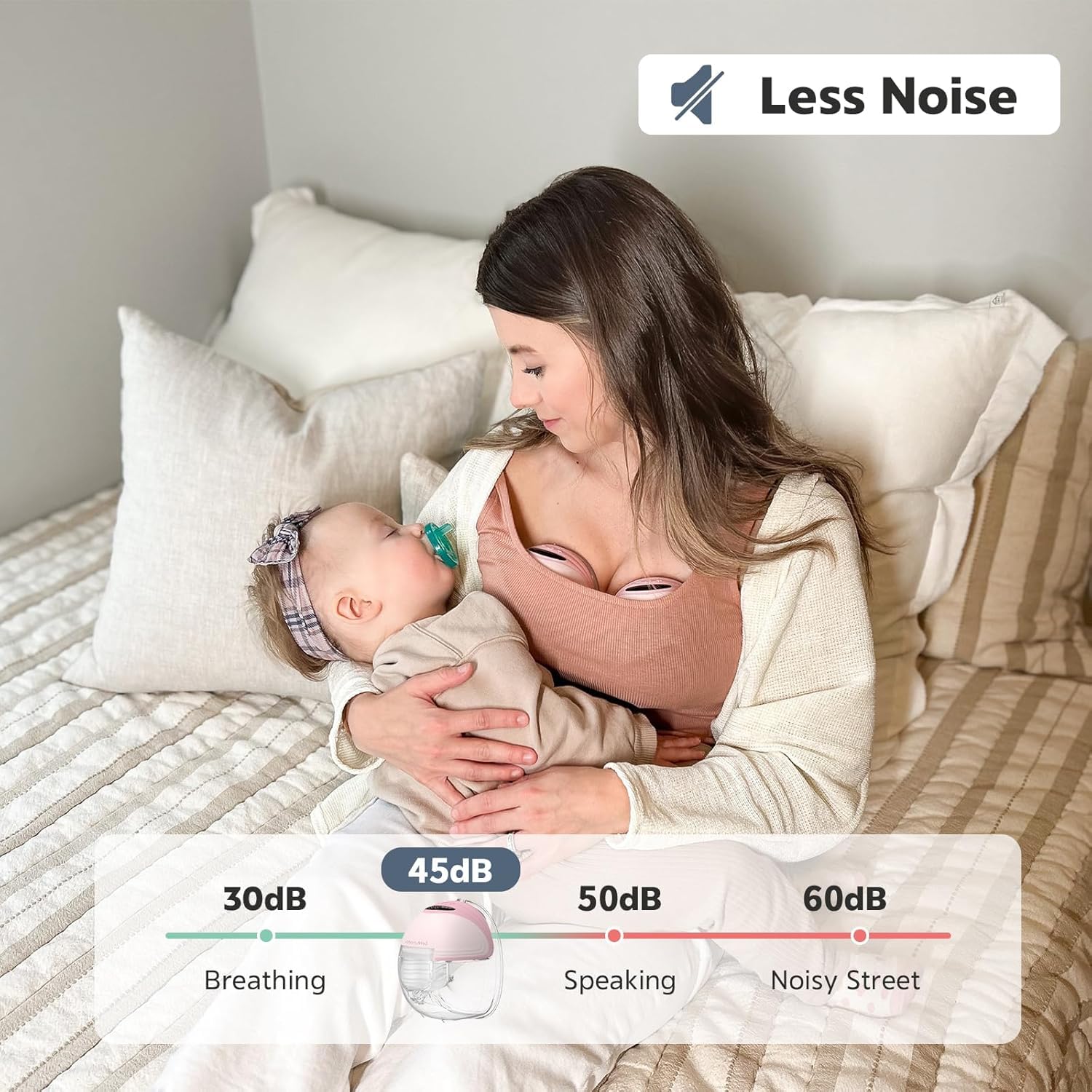MOMMED Double Electric Breast Pump - Hands-Free Wearable - 3 Modes, 12 Levels - 24mm Flange & 17/19/21mm Inserts - Rechargeable - Damaged Box