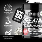 Warrior Creatine Monohydrate Powder 500g - 166 Servings Micronised Pure Unflavoured Supplement for Men & Women - New - BBE 05/2027