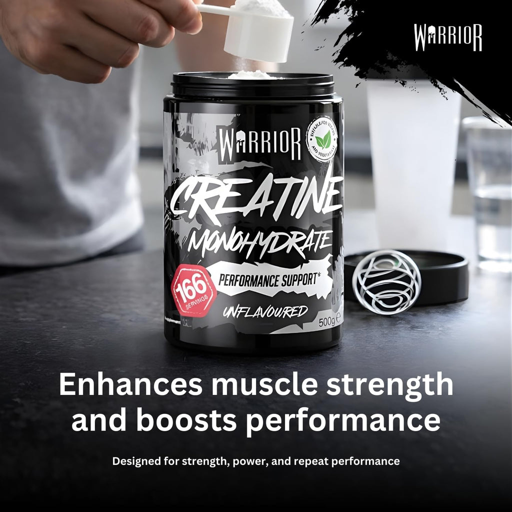 Warrior Creatine Monohydrate Powder 500g - 166 Servings Micronised Pure Unflavoured Supplement for Men & Women - New - BBE 05/2027