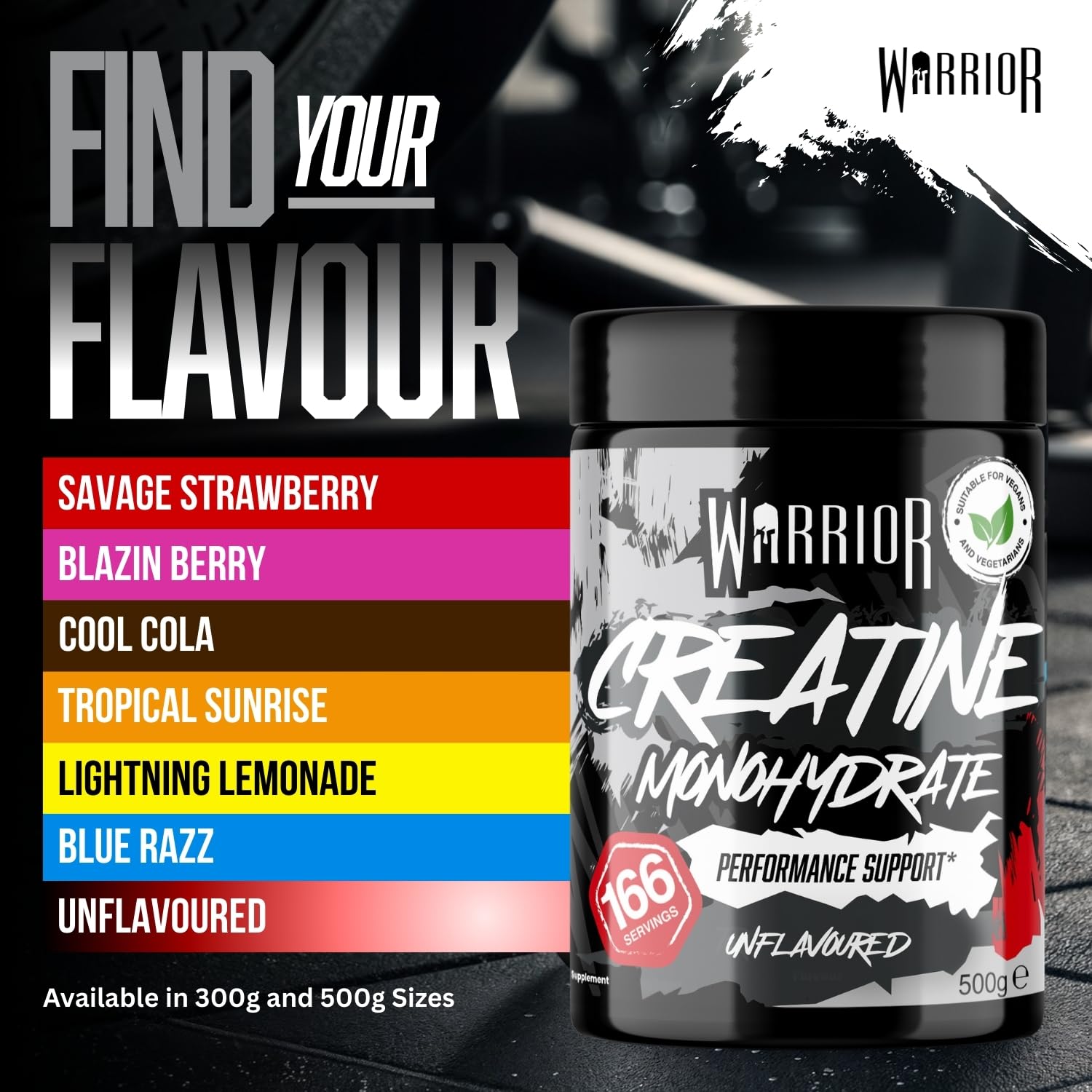 Warrior Creatine Monohydrate Powder 500g - 166 Servings Micronised Pure Unflavoured Supplement for Men & Women - New - BBE 05/2027