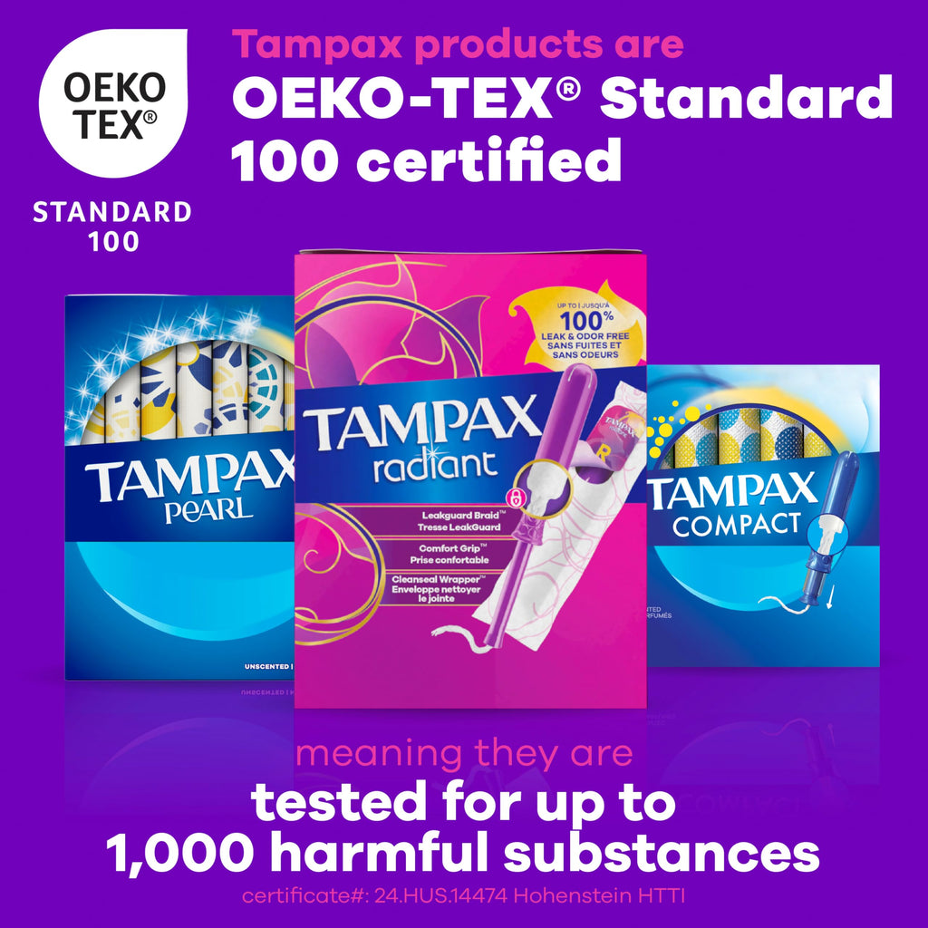 Tampax Radiant Tampons Super Absorbency with LeakGuard Braid - 28 Count - Damaged Box