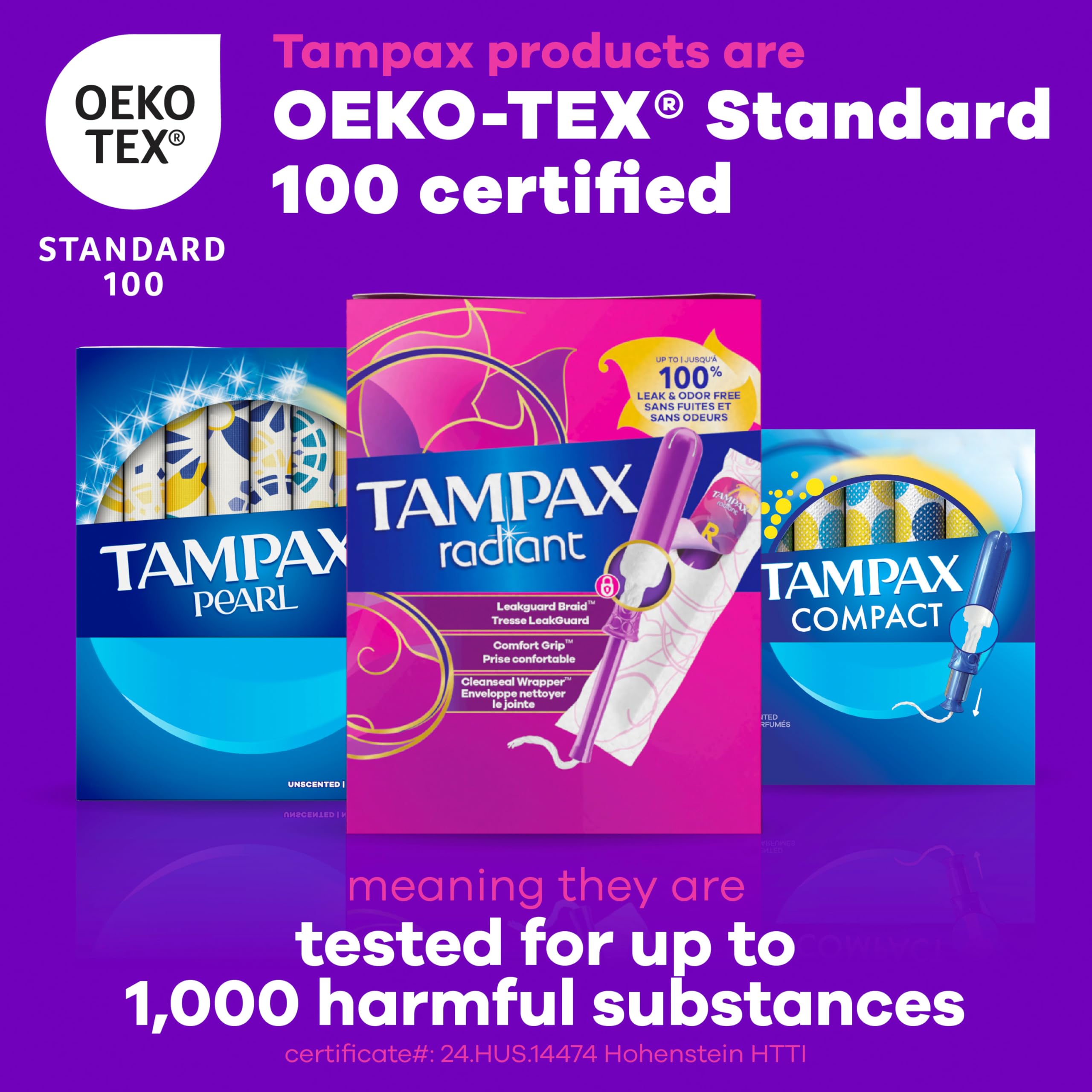 Tampax Radiant Tampons Super Absorbency with LeakGuard Braid - 28 Count - Damaged Box
