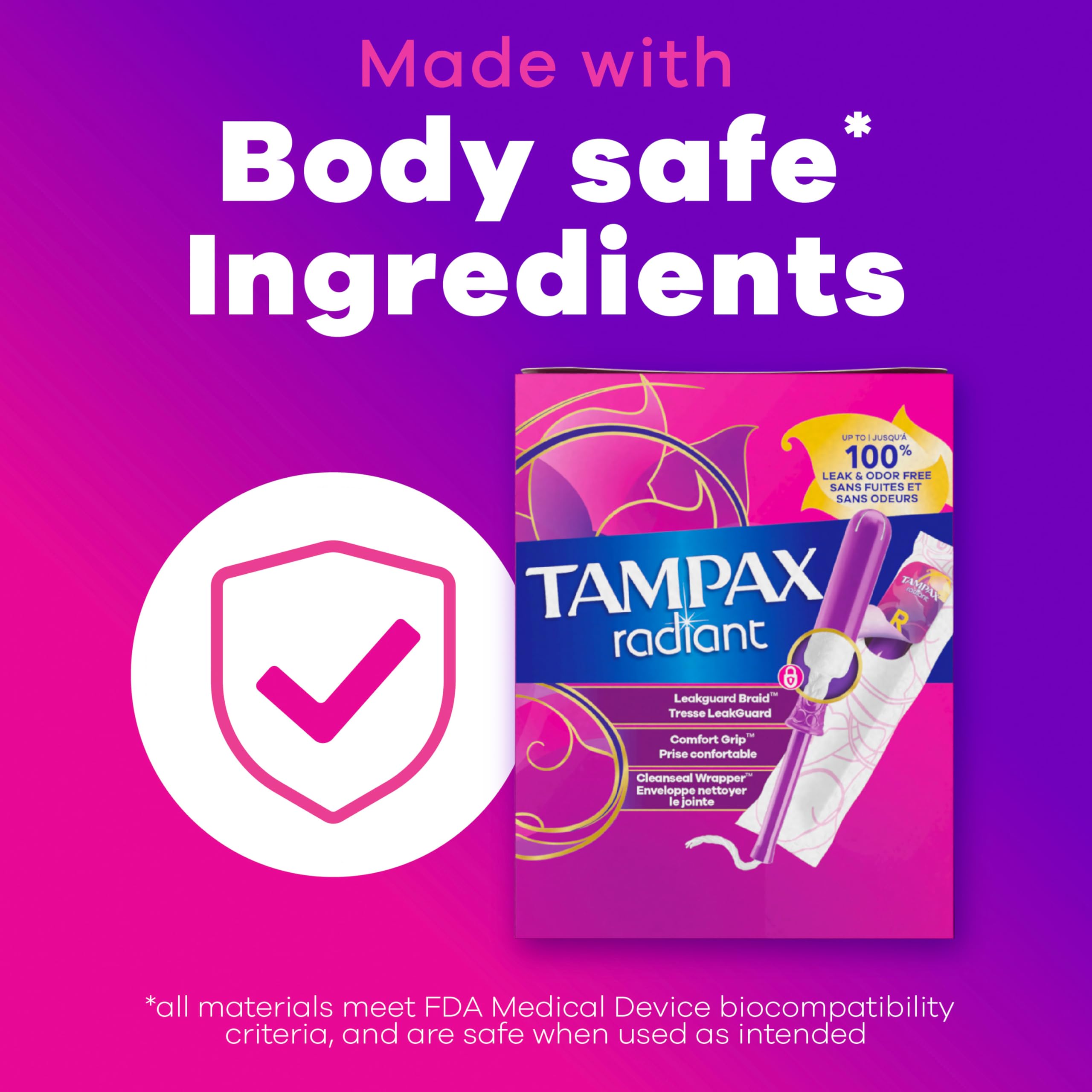 Tampax Radiant Tampons Super Absorbency with LeakGuard Braid - 28 Count - Damaged Box