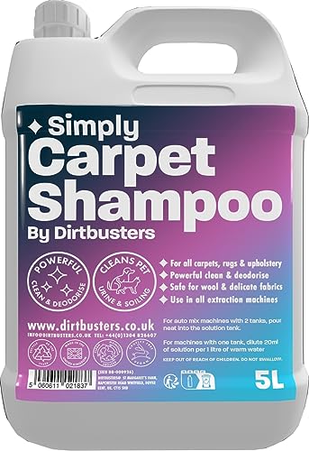 Dirtbusters Simply Carpet Cleaner Shampoo Solution - Stain Remover - 5L - Machine & Manual Use - Damaged Box