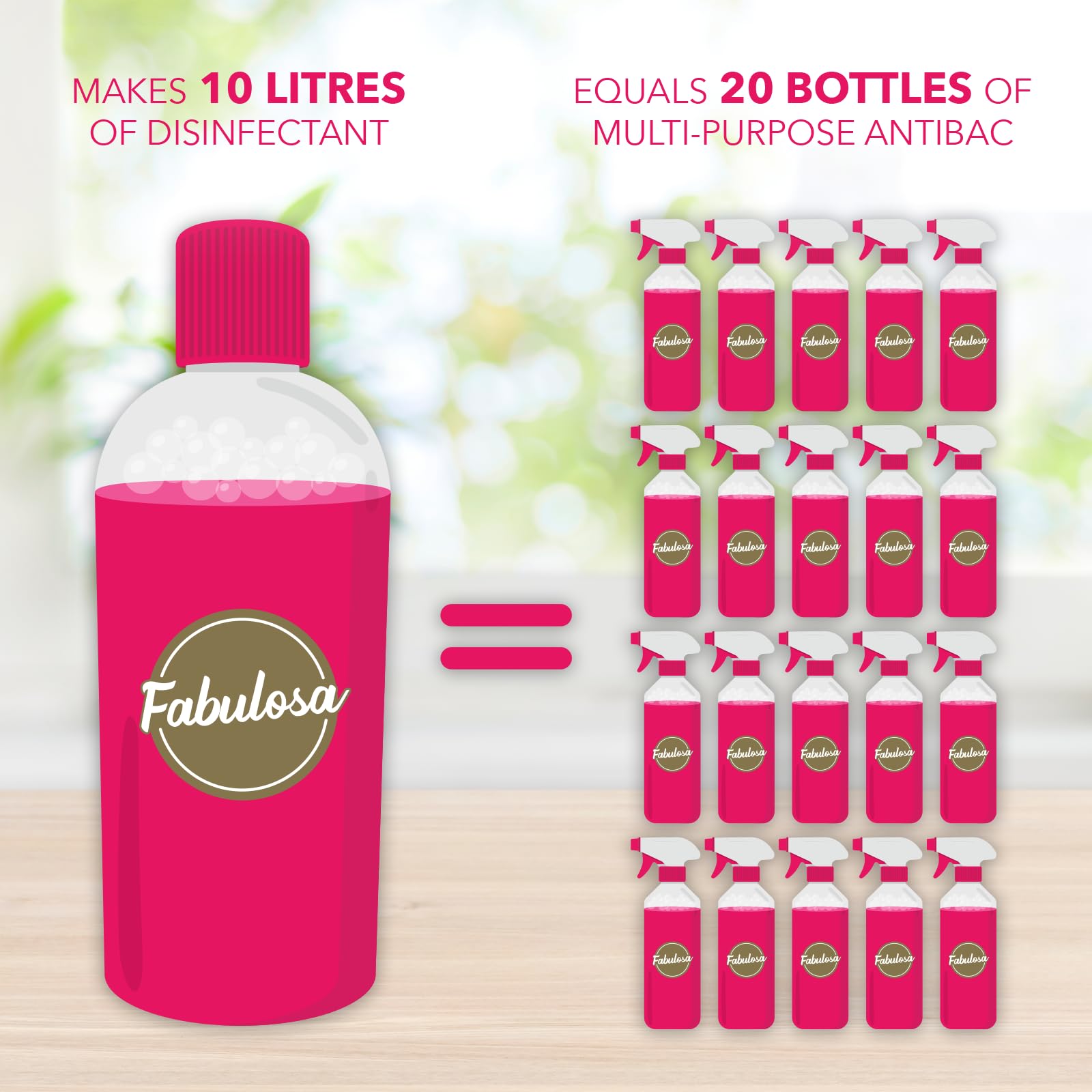 Fabulosa Concentrated Antibacterial Disinfectant - All Purpose Cleaner - 220ml - Intense - 12 Pack - 4 in 1 Formula - New