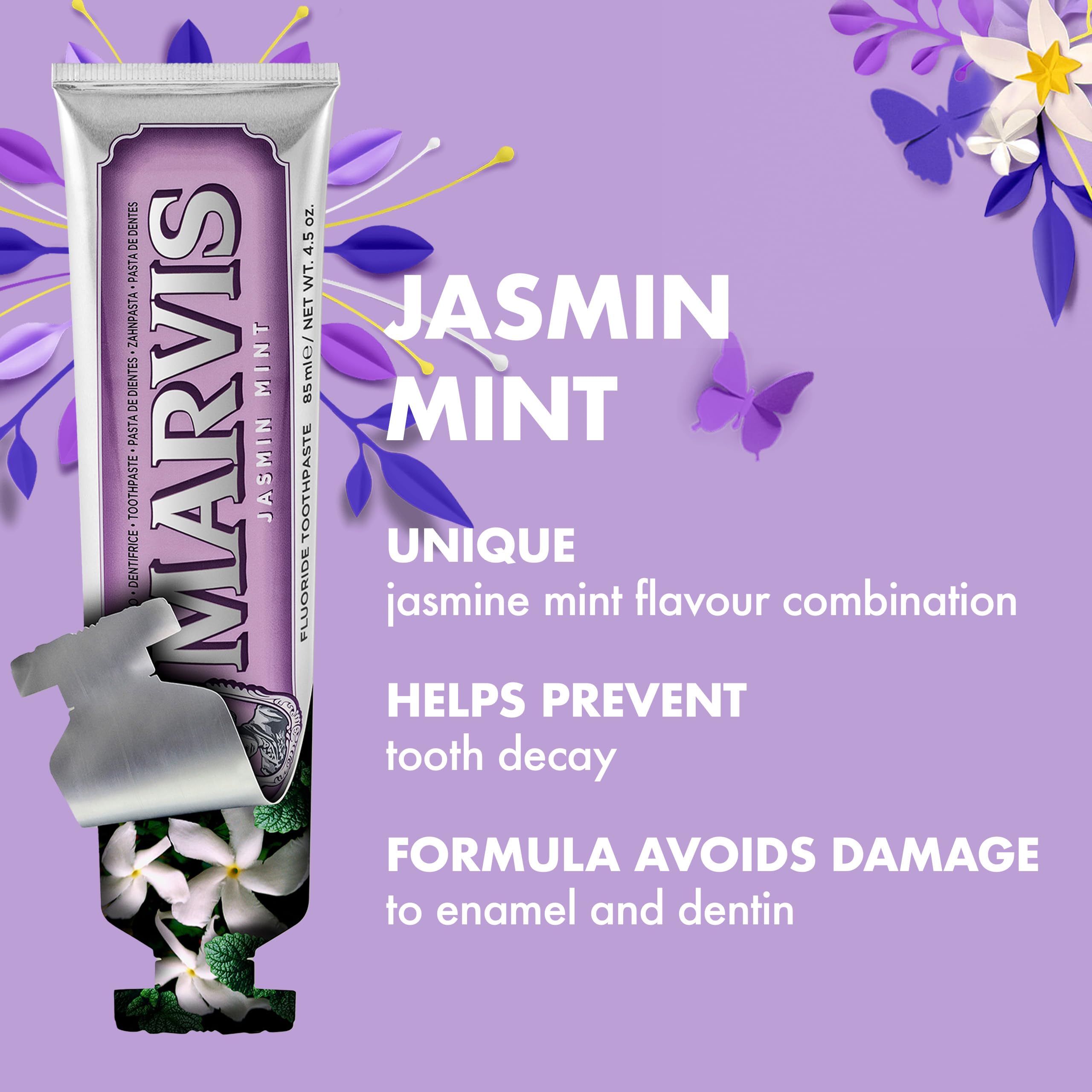 Marvis Jasmine Mint Toothpaste 85ml - Plaque Removal, Healthy Gums, Fresh Breath Formula - Damaged Box