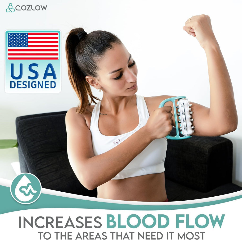 Cozlow MyoRelease Lymphatic Drainage Massager - Green Handheld Fascia Release Scar Tissue Roller for Body, Cellulite - Damaged Box